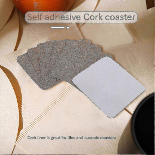 Square Cork Coasters with Adhesive Backing, 50 Sheets for Crafting and Drinkware Protection 2