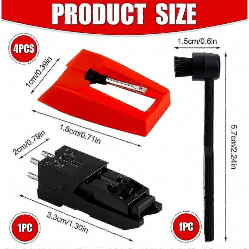 4 Pack Diamond Stylus Replacement for Record Players, Compatible with ION LP Phonographs, Durable Needle 2