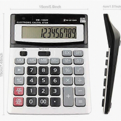 12 Digit Standard Desktop Business Calculator with Silent Keys, Large Display, Office and Home Use 2