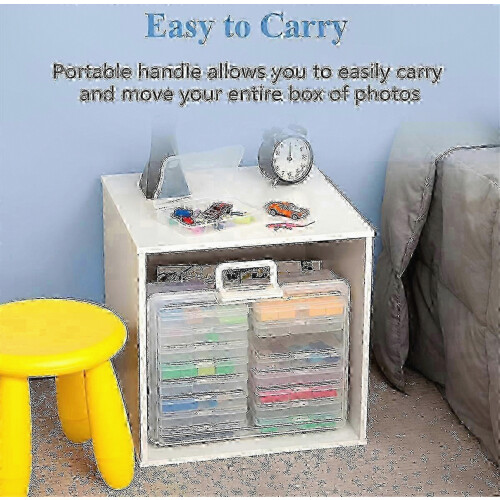 16-Compartment Portable Storage Box for Photos and Memories, Compact Organizer with Clear Inserts 1