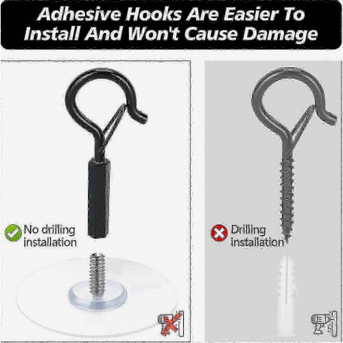 Heavy Duty Adhesive Hooks for Wall and Ceiling Decor, 4 Pack Hanging Hooks with Strong Self-Adhesive Backing 2