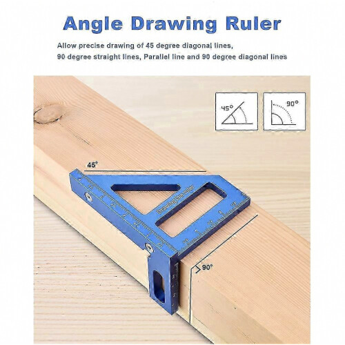 Adjustable Angle Measuring Tool, Aluminum Alloy Protractor for Woodworking, 45/90 Degree Miter Triangle Ruler 1