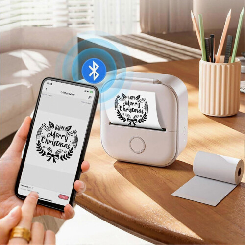 Bluetooth Portable Mini Inkless Sticker Printer Handheld Device Pink for Notes, Custom Labels and Crafts 2