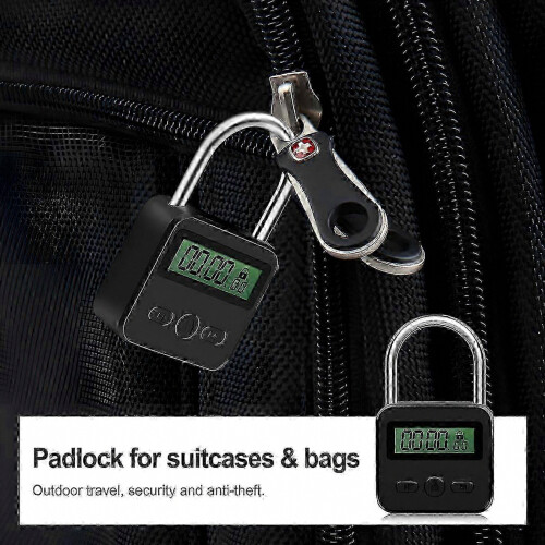Digital LCD Timer Lock with USB Charging, 99-Hour Countdown, Black Padlock for Home and Office Use 2