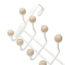 2X 5 Crochets sur Cintre de Porte avec Boules en Bois, Design Moderne Multifonctionnel pour Entrée de Maison, Armoire, Salle de Bain