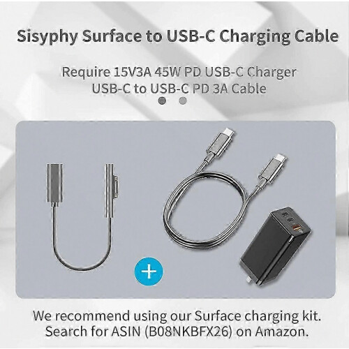 USB-C Charging Cable Compatible with Surface Pro 7, Go 2, Pro 6, 5, 4 Devices, Durable Black Cord 1