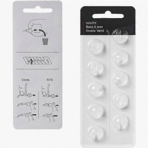 Replacement Hearing Aid Domes, Double Vent Bass 10 mm Universal Fit, Soft Silicone, 2 Pack 2