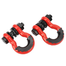 2x D-Ring-Schäkel 2,7t rot für Abschleppgurt