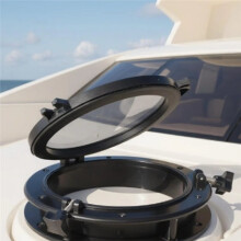 10.5 Inch Boat Circle Round Porthole Window, Black ABS Trim & Tempered Glass