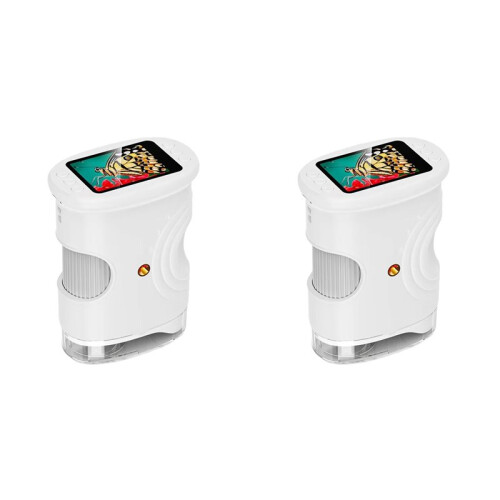 2pcs Handheld Microscope for Kids with 2In HD Screen 50-1000X Pocket Microscope Educational Birthday Gift White