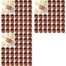 120PCS PU Leather Napkin Rings, Brown Vintage Farmhouse Napkin Holder for Wedding Party