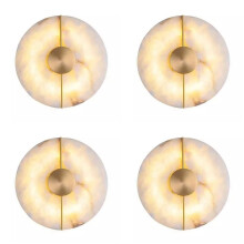 4X Modern Marble Wall Lamp Alabaster Moon Living Room Gold Copper Home Indoor Decoration LED Sconce Bedroom