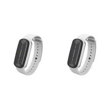 2X Bracelet Anti-Moustiques M90, Bracelet Anti-Insectes Ultrasonique, Bracelet Électronique Rechargeable, Blanc