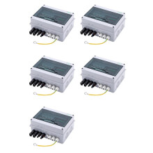 5X Solar Photovoltaic PV Combiner Box with Ground Wire Protection 2 in 1 Out DC600V Fuse MCB SPD Waterproof Box IP65