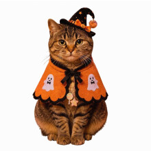 Halloween kattenheksenkostuum – Spookmantel – voor katten, feestcosplay