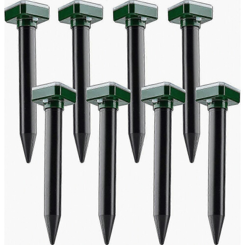 8 packs Solar powered mole repeller, sonic mole deterrent pest control rodent repeller snake chaser mole gopher vole.