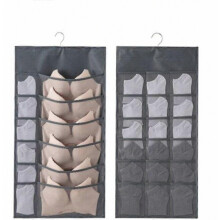 Lot de 30 sacs de rangement suspendus gris pour sous-vêtements, organisateur double face avec cintres et étagères pour soutiens-gorge, sous-vêtem