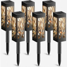 Lampes solaires de jardin d'extérieur, lot de 6 lanternes solaires décoratives avec lumière blanche chaude, étanches IP65, avec allumage/extincti