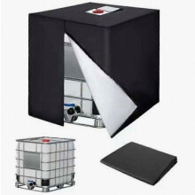 IBC-Tankabdeckung (1000 l), 420D-Wassertankdeckel, UV-Schutzabdeckung, IBC-Tankschutzplane mit Reißverschluss, 120 x 100 x 116 cm (Schwarz)