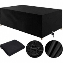 Housse de protection pour mobilier de jardin (noire), 210 x 110 x 70 cm, tissu Oxford, imperméable, coupe-vent, résistante aux UV, pour mobilier