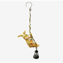 Statue d'animal grimpant avec lanterne solaire - Statue en résine avec lanterne solaire pour la décoration d'arbres de jardin