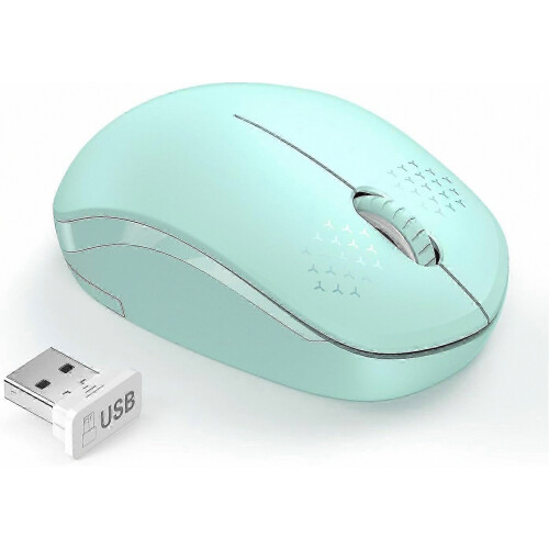 Wireless Mouse, 2.4G Noiseless Mouse with USB Receiver - For PC, Tablet, Windows Mint Green