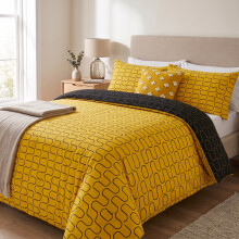 (Aspire King Bed, Ochre Black Wave) Duvet Cover Set with 2 Pillowcases 200 Thread Count Brushed Microfiber Quilt Cover