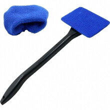 Autoruit- en voorruitreinigingsborstel 39 cm met 2 vervangbare en wasbare microvezelpads, 180 graden draaibare kop, voor het reinigen van het int