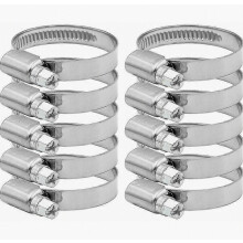 Colliers de serrage réglables (27-51 mm) en acier inoxydable 304, assortiment de 10 pièces. Compatibles avec tuyaux d'eau domestique, de gaz, aut