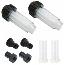 Gartenschlauchfilter, 2 Stück 3/4-Zoll-Wasservorfilter, Wasserfilterset mit 4 Filterelementen und 2 Schnellkupplungen für Hochdruckreiniger, Gart