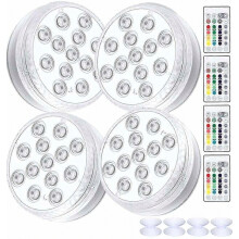 Ponorné LED svetlo, balenie 4 vodotesných LED lámp s diaľkovým ovládaním meniacim farby RGB, osvetlenie jazier