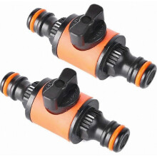 Set of 2 quick-connect garden hose fittings, double-nozzle quick-connect fittings with switching valve, extended quick-connect fitting