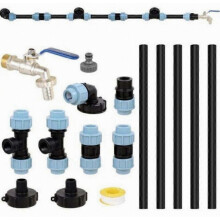 Kit de raccordement IBC S60 x 6 pour 3 cuves IBC côte à côte / récupérateur d'eau de pluie avec robinet de jardin TRIMEC 3/4".