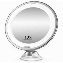 Makeup mirror with 10x LED lights, 1 swivel, 360 adjustable, portable cosmetic mirror for bathroom, travel, etc.