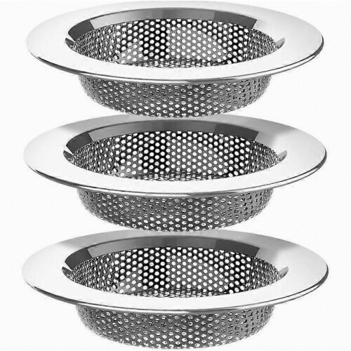 Kitchen sink strainer, stainless steel sink drain strainer, dishwasher safe, 3-pack