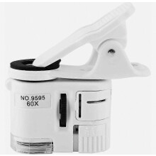 Microscopio para teléfono móvil, lupa de bolsillo 9595W 60x con luz ultravioleta LED, mini microscopio para teléfono móvil con clip para joyas, m