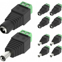 Balenie 10 kusov adaptérov napájacieho konektora 5,5 mm 2,1 mm DC 12V samec a samica pre CCTV kameru DVR bezpe
