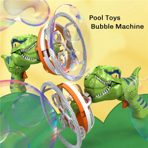 3X Fan Dinosaur Bubble Machine Bubbles in Bubble Handheld Electric Dinosaur Bubble Machine Green