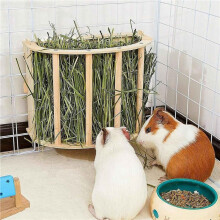 2X Bunny Hay Feeder Rack Wooden Small Animals Grass Dispenser Guinea Pig Feeding Holder for Hamster Squirrel