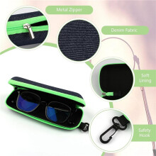 12X Glasses Case Hard Case, Sunglasses Case, Glasses Box with Zip for Men and Women, Glasses Case with Carabiner Hook