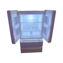 2X Light- Double-Door Refrigerator 1:12 Scale Dollhouse Fridge, LED Miniature Kitchen Appliance Model