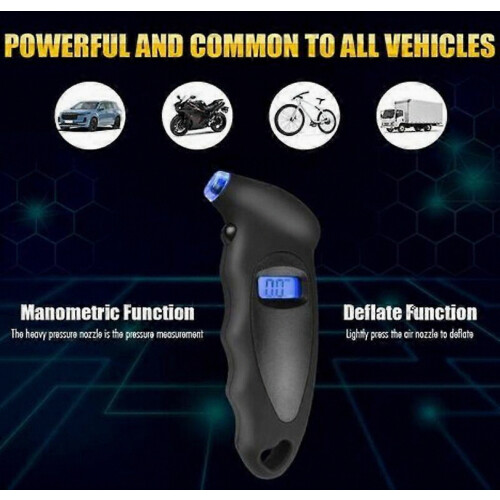 Manometro digitale per pneumatici, 150 PSI, 4 parametri, per auto e moto, nero (1 pezzo) 2