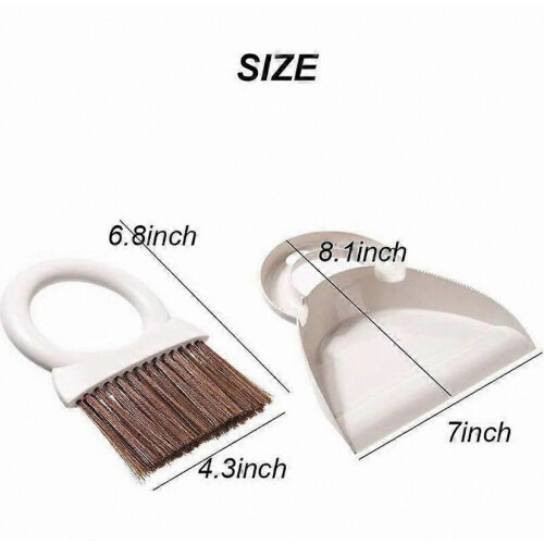 Dustpan and Brush Set, Multifunctional Cleaning Tool, Mini Sweeper with Round Handle, Dustpan for Kitchen and Home Use (White) 1