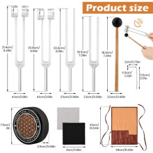 2Satz Stimmgabeln für Heilzwecke (128 Hz, 136,1 Hz, 256 Hz, 384 Hz), Stimmgabel mit Reflexhammer, Tragbar in Ledertasche, Klang