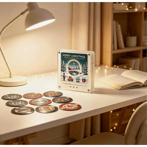 Vinyl Record Player Fridge Magnet - Programmable with LED for Christmas Gift 2