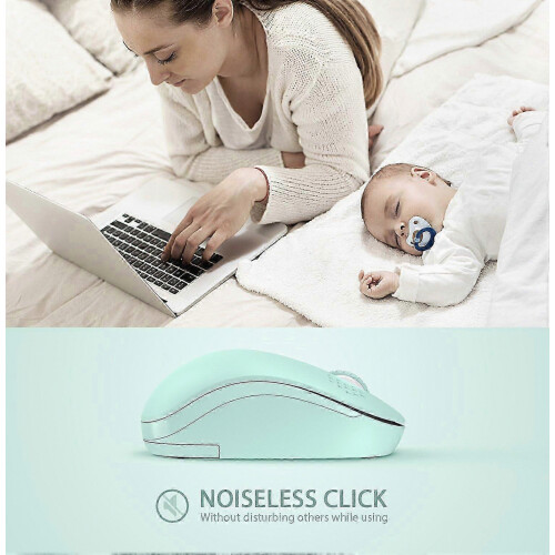 Wireless Mouse, 2.4G Noiseless Mouse with USB Receiver - For PC, Tablet, Windows Mint Green 1