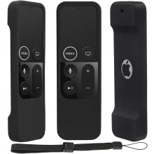 Remote Case Compatible for Apple TV 4K/4th Gen - Lightweight Anti-Slip & Secure Beskyttelsesdeksel med Hooks - Black