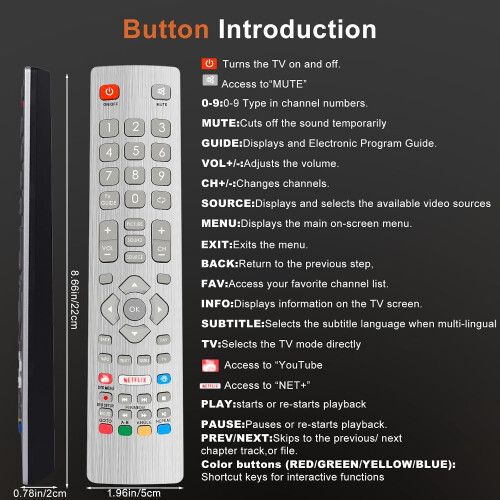 Ersatz Sharp TV-Fernbedienung, für Sharp Aquos TV mit 2 1