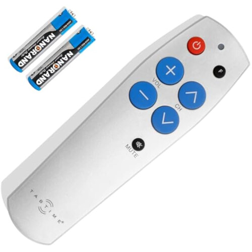 TabTime Big Button Pilot TV - Easy to Use i Set Up - Universal - Basic Television Pilot - Dementia Friendly Gifts (Silver)