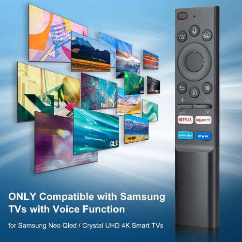 Voice Replacement för Samsung-Smart-TV-Remote, för Samsung Smart TVs med Voice Function med Shortcut Button 1